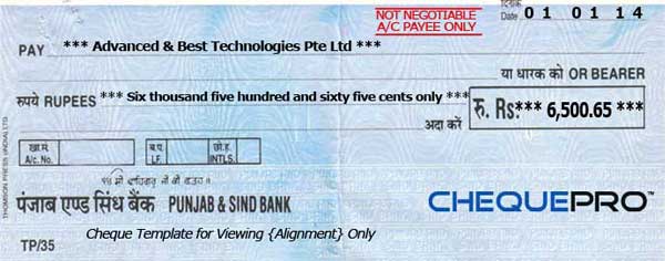 Cheque Printing Writing Software For India Banks