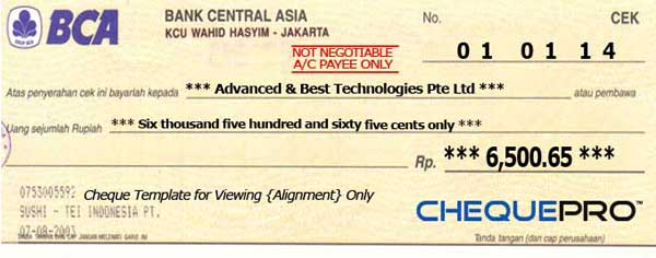 cheque printing writing software for indonesia banks cheque design software